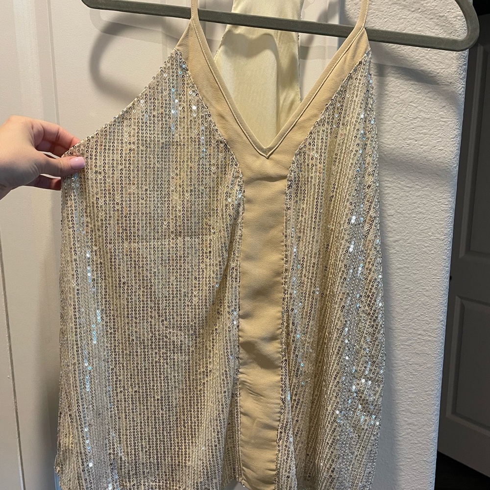 Champagne sequin tank top